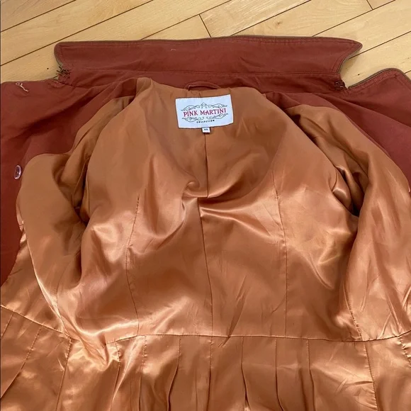 Pink Martini Terracotta belted Trench Coat Size X-Small will fit Small to Medium - Picture 17 of 17